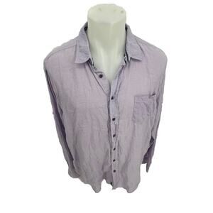 Shore XXL Men Button Up Shirt Casual Long Sleeve Linen Blend E1